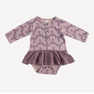 LS Henley skirted bodysuit